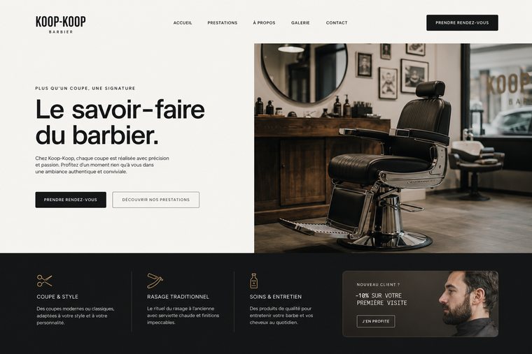 Aperçu du site vitrine d'un barbier