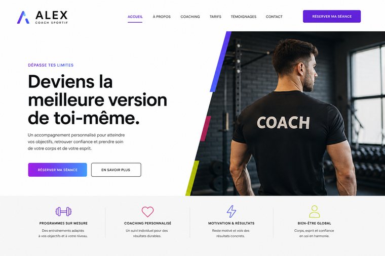 Aperçu du site vitrine d'un coach sportif